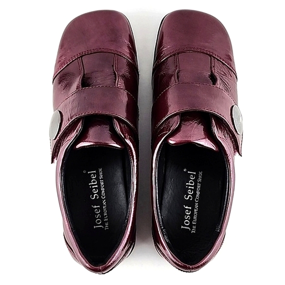 Joseph Seibel Burgundy Patent Leather Strap Slip On  Walking Work Shoes Size 39 - Picture 8 of 16